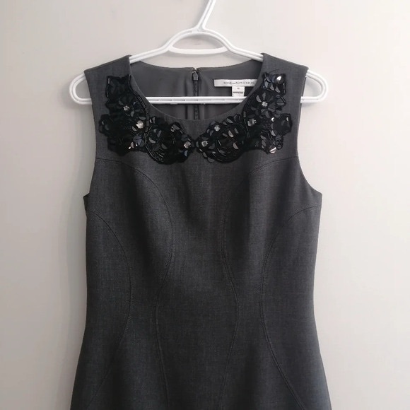 Diane Von Furstenberg Mackenzie Sheath Dress Embellished Jewel Neckline Gray 10 - Picture 5 of 11